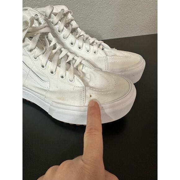 Vans Sk8 Hi Stacked High Top Platform Sneakers White Shoes Women 7 Skateboarding - Picture 5 of 16